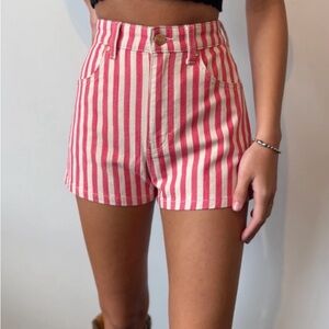 Wrangler High-Waist Pink and White Striped Women’s Shorts Vintage Dolly